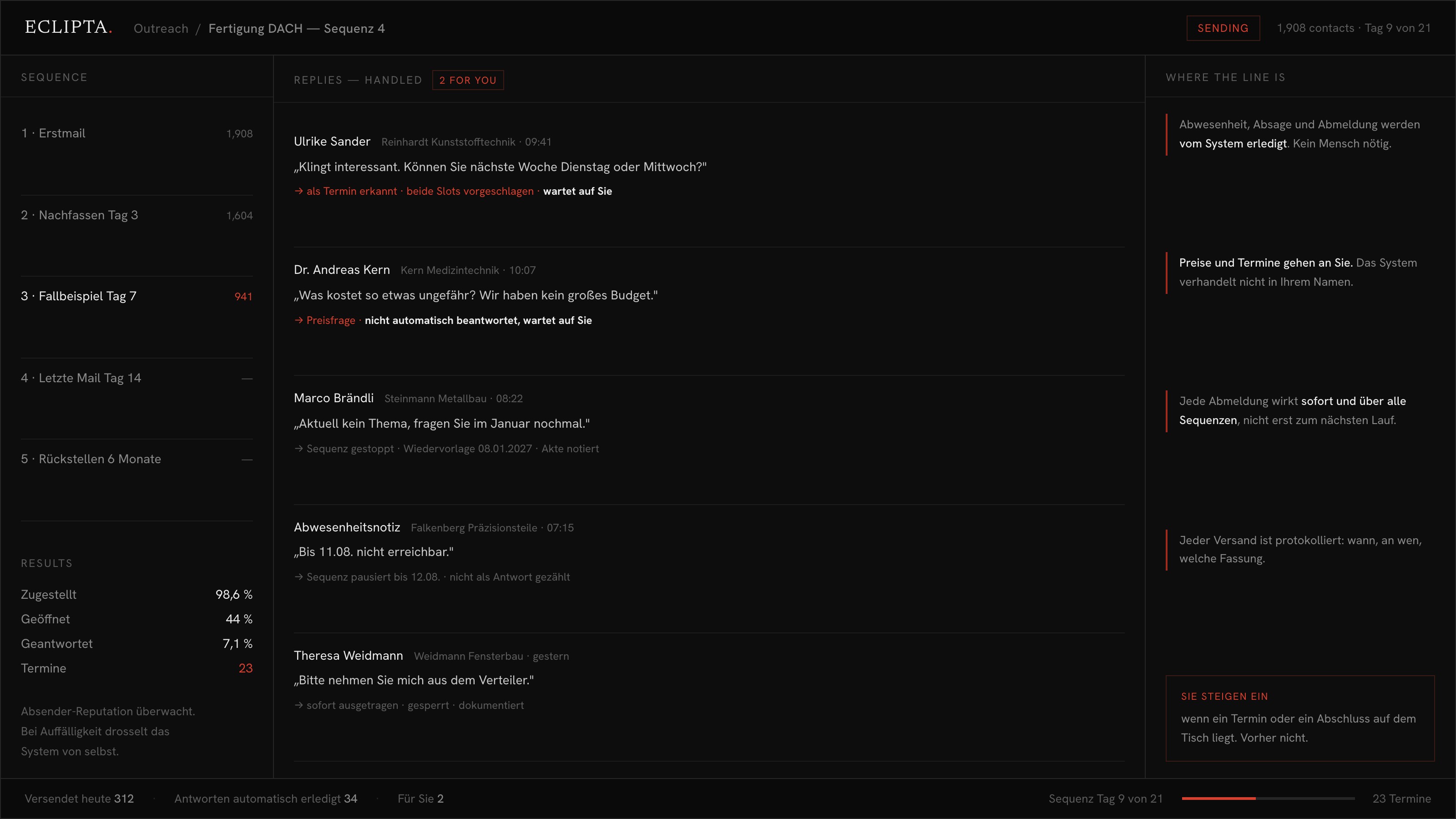 Sales teams: Automated cold outreach that sends, follows up and handles the replies
